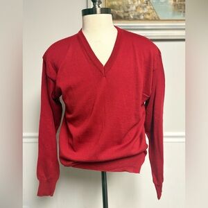 Pure New Wool Mens szL Red Sweater Vintage Pullover by Embassy Row Made in Italy